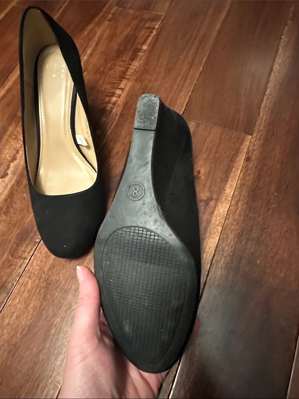a new day Black Suede Classic Round-Toe Pumps